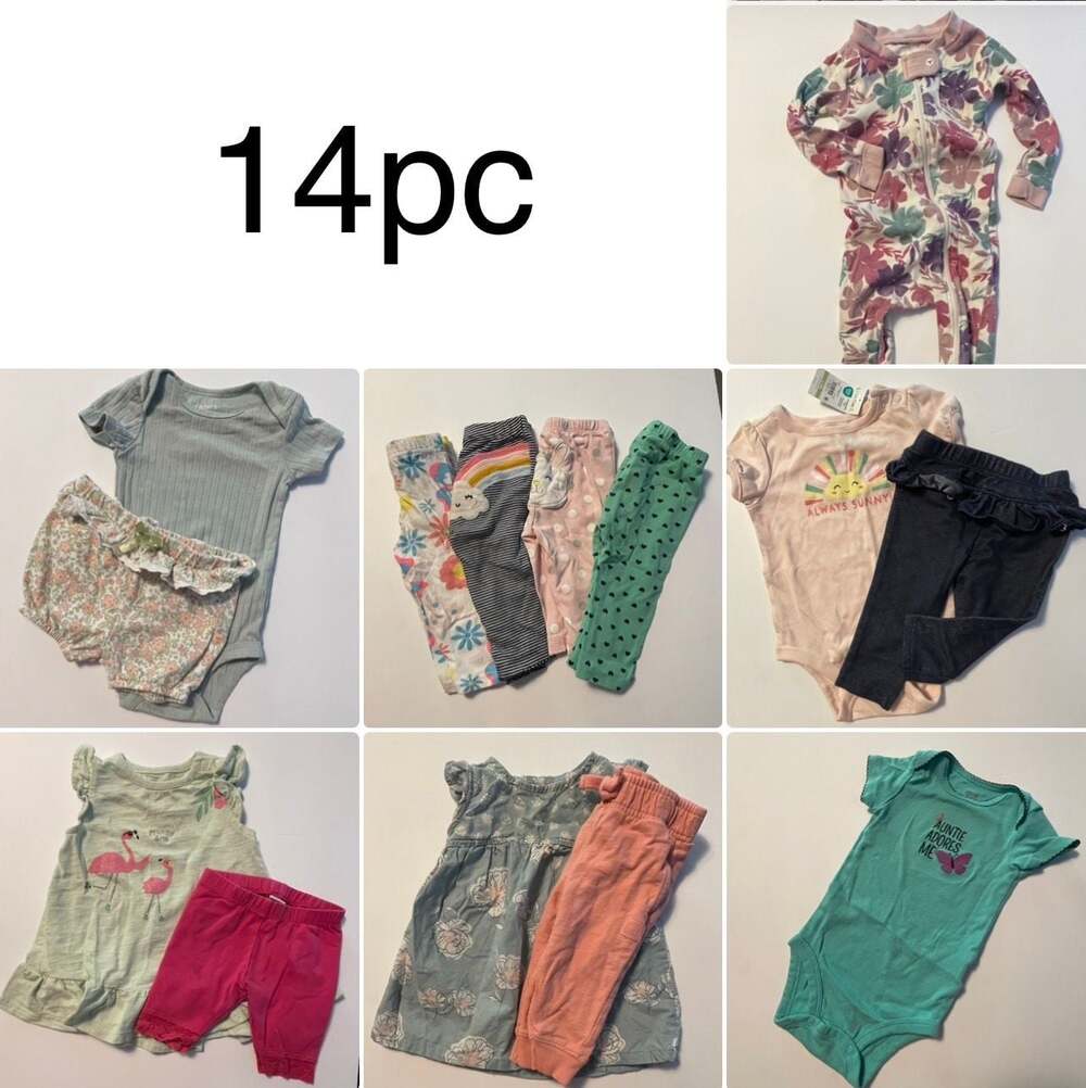 Baby Girl Clothes Lot 14pc 6-9 Months Carter's Burt's Bees Nicole Miller
